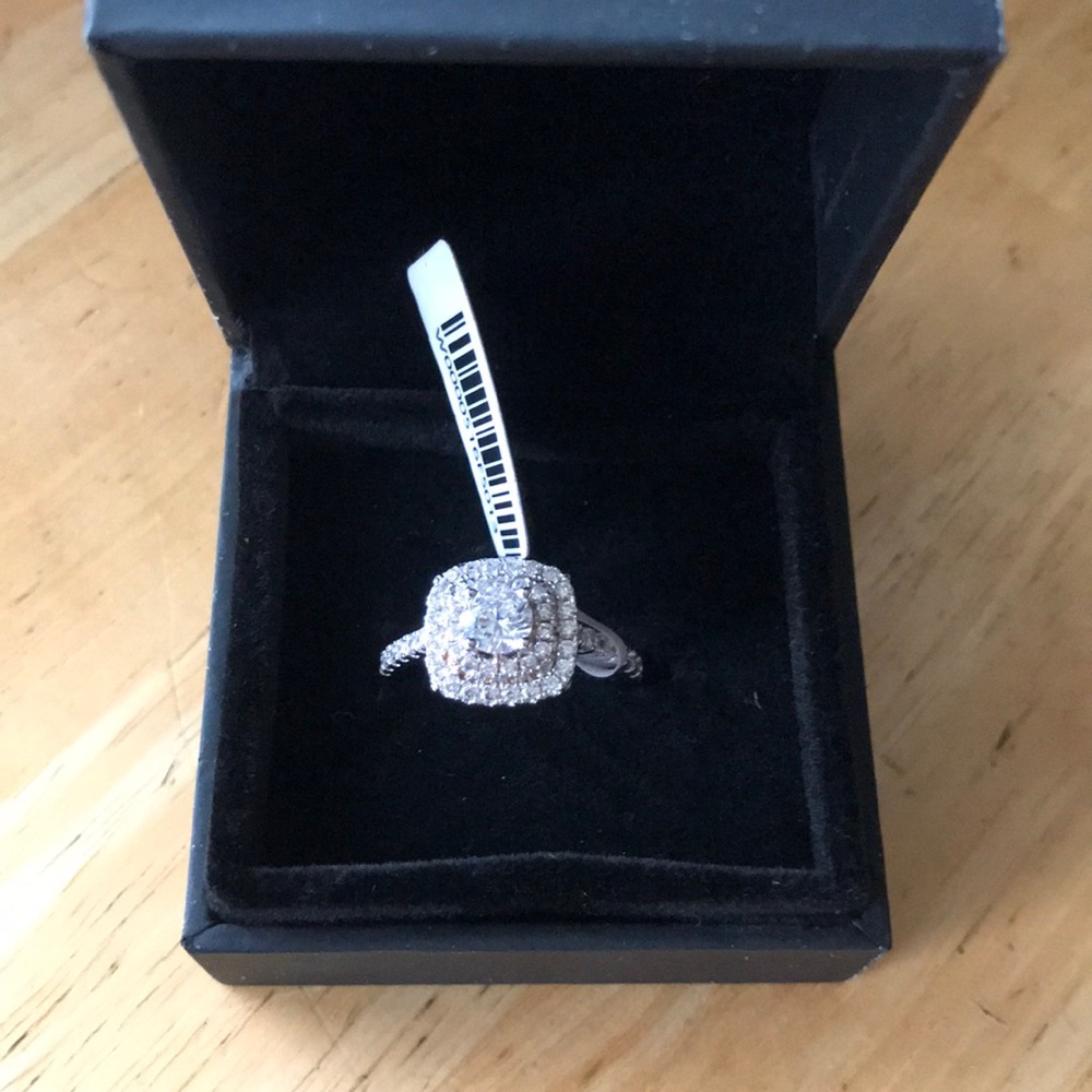 White sapphire sterling silver engagement ring